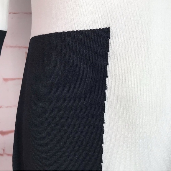 CALVIN KLEIN M Petite Colorblock Knit Long Sleeve Dress Black Taupe Cream MP - Picture 10 of 16